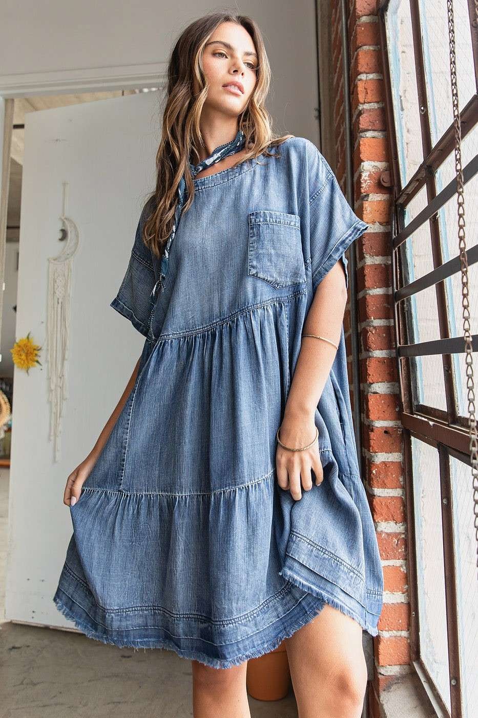 Oversized Mini Dress Relaxed Fit Boho Design Comfortable And Breathable Women Dress