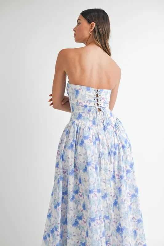 Sweetheart Neckline Floral Printed Midi Dress – Floral Midi Dress, Sweetheart Neckline Dress, Romantic Midi Dress, Feminine Floral Dress, Elegant Midi Dress