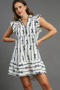 Full Size Ribbon Collared Mini Dress Elegant Plus Size Ruffled Dress