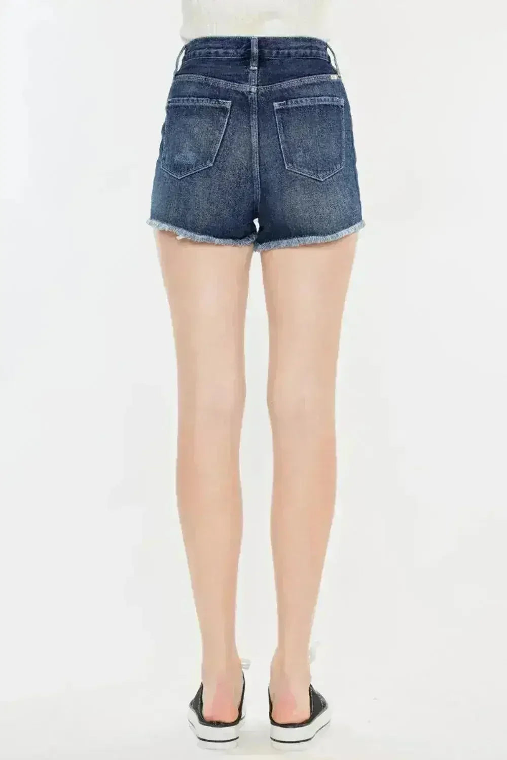 Kancan Raw Hem Button Fly Denim Shorts