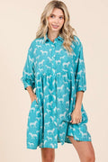 Zebra Print Button-Down Shirt Mini Dress For Women – Bold and Fashion-Forward with Tiered Detail
