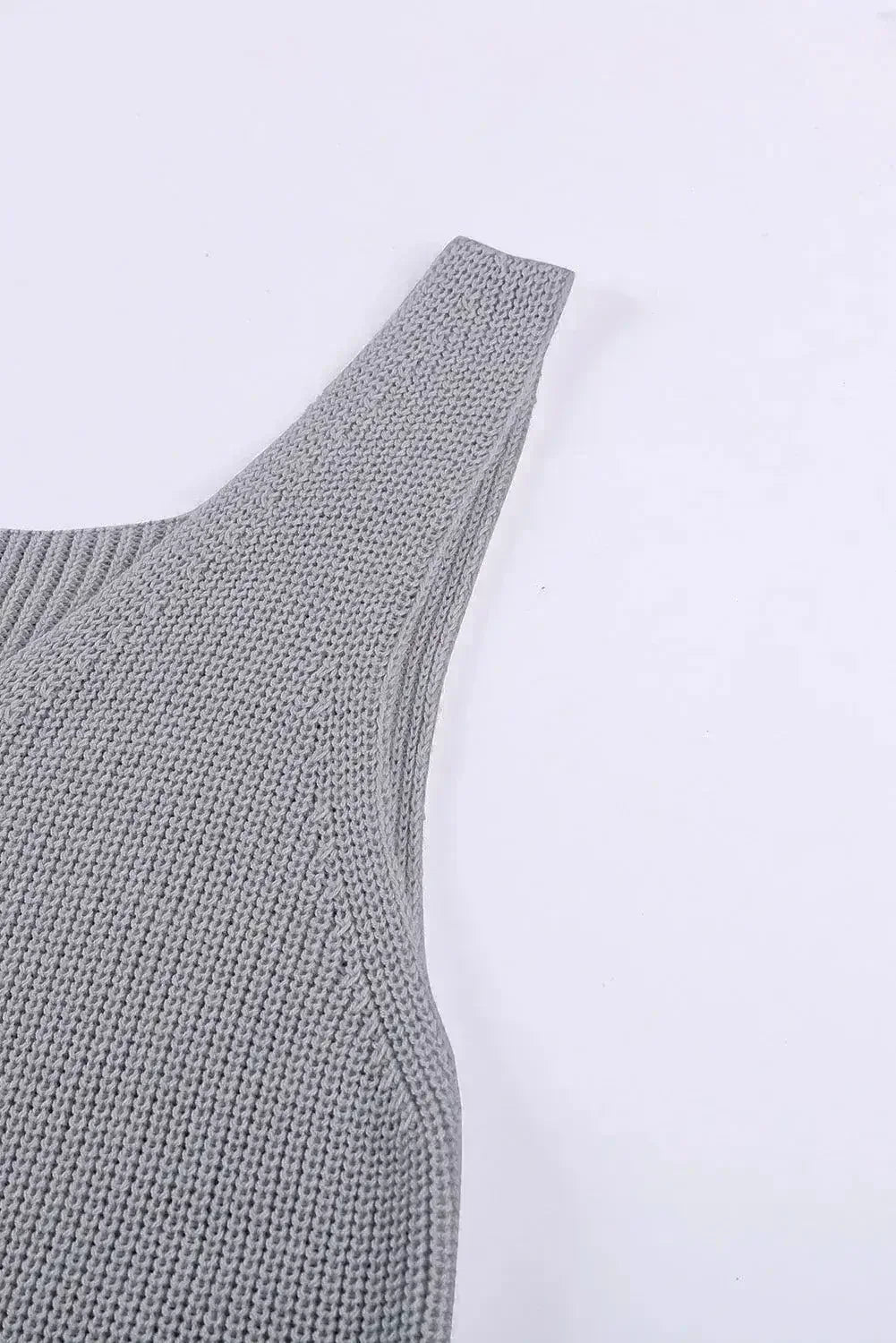 Gray Crisscross Hollow-out Knit Tank Top