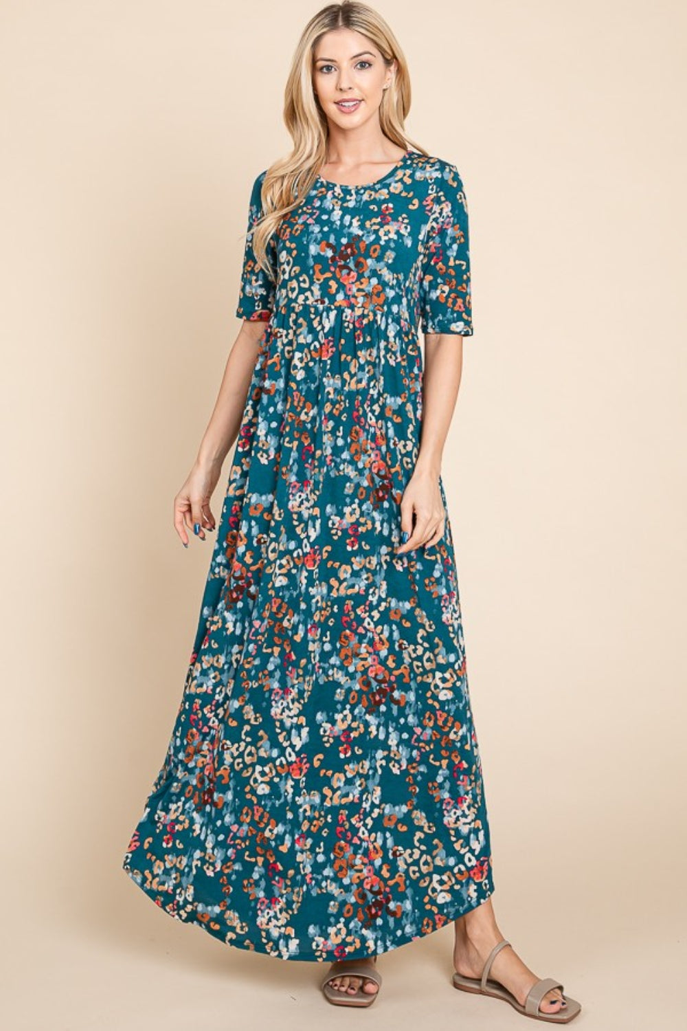 Printed Shirred Maxi Dress For Women – Flattering Shirred Maxi Dress, Comfortable Printed Maxi Dress, Chic Floral Dress, Stylish Shirred Dress, Elegant Maxi Dress, Versatile Printed Dress, Comfortable Fashion