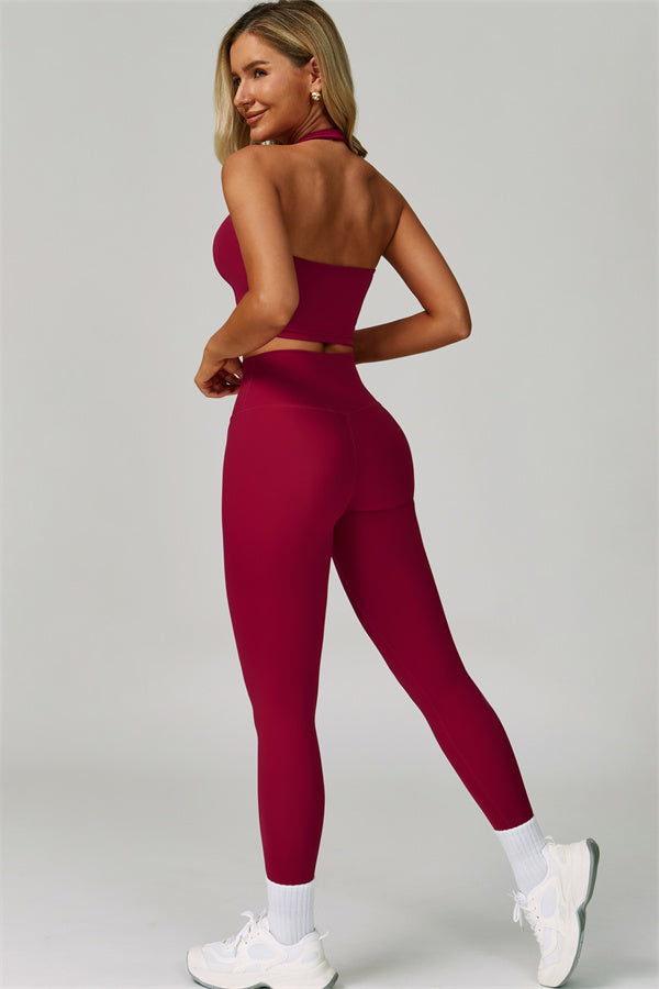 The Seraphine Halter Crop Top Leggings 2-Piece Set