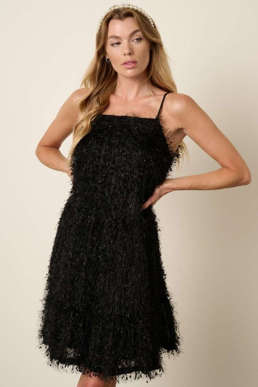 Feather Ruffle Hem Mini Cami Dress For Women – Ruffled Mini Dress, Cami Dress, Feather Detail Dress, Playful Mini Dress, Warm Weather Dress