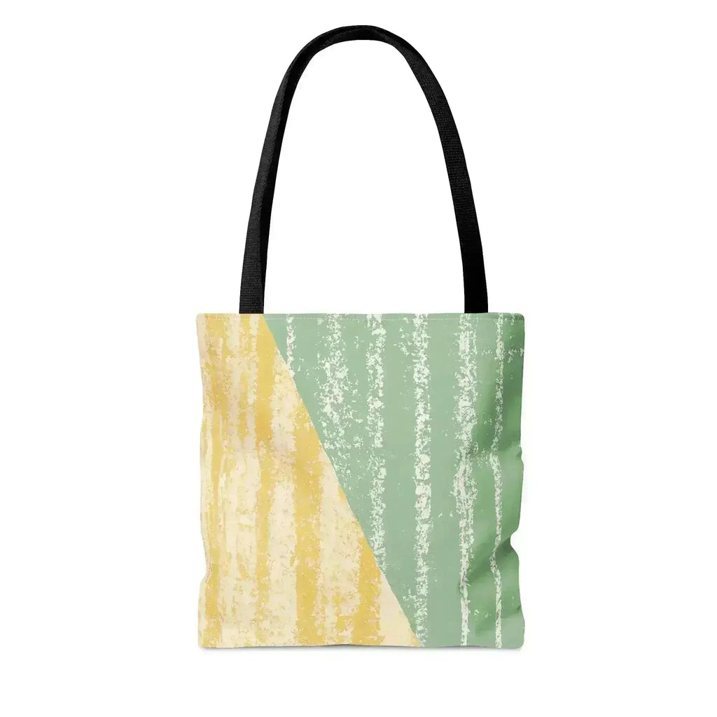Large Tote Bag Green Textured Boho Pattern