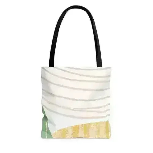 Large Tote Bag Green Textured Boho Pattern