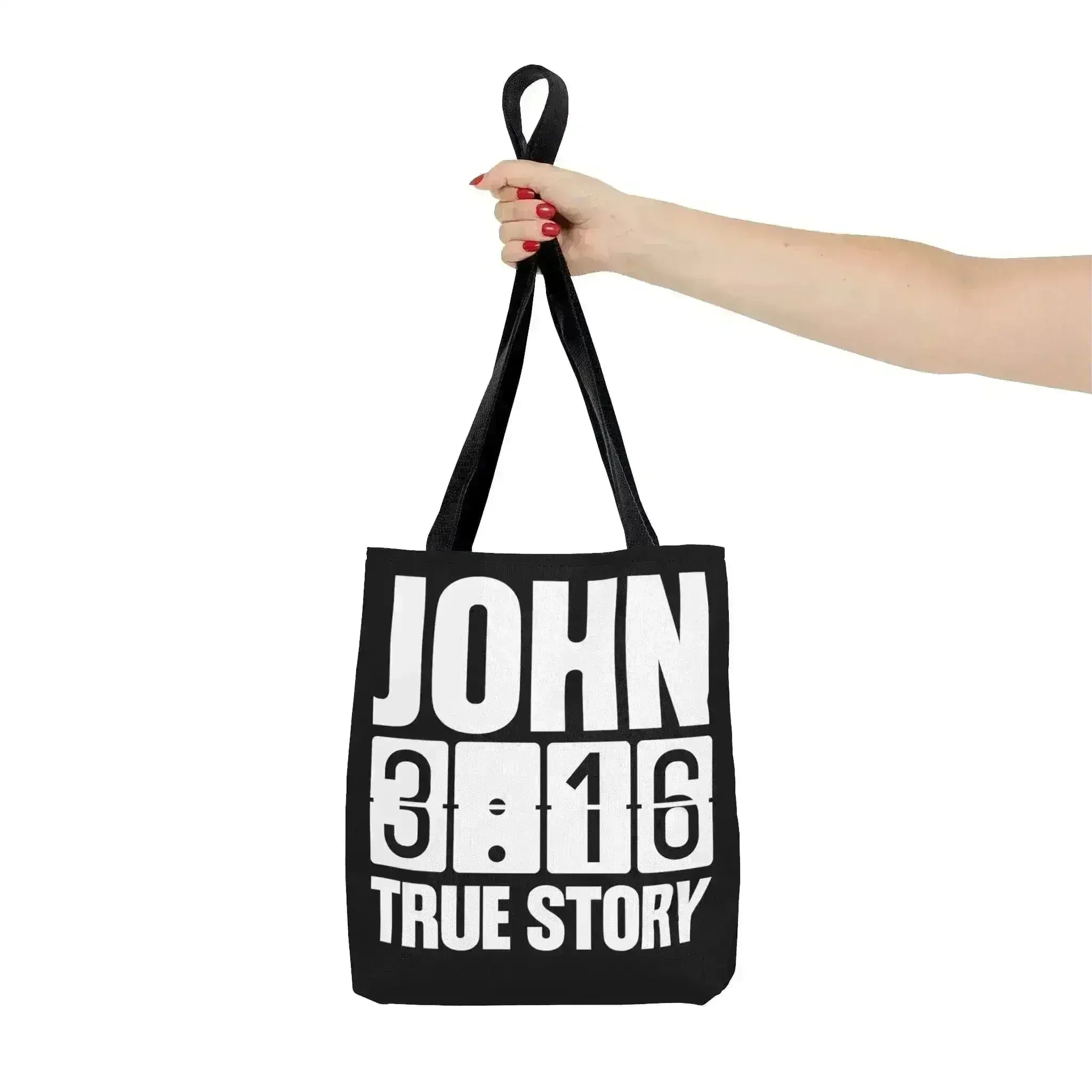Large Tote Bag John 3:16 True Story - Scripture Inspiration