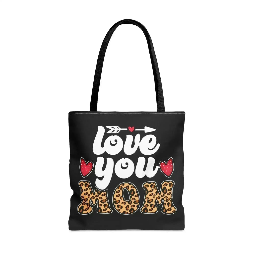 Large Tote Bag Love you Mom Leopard Print