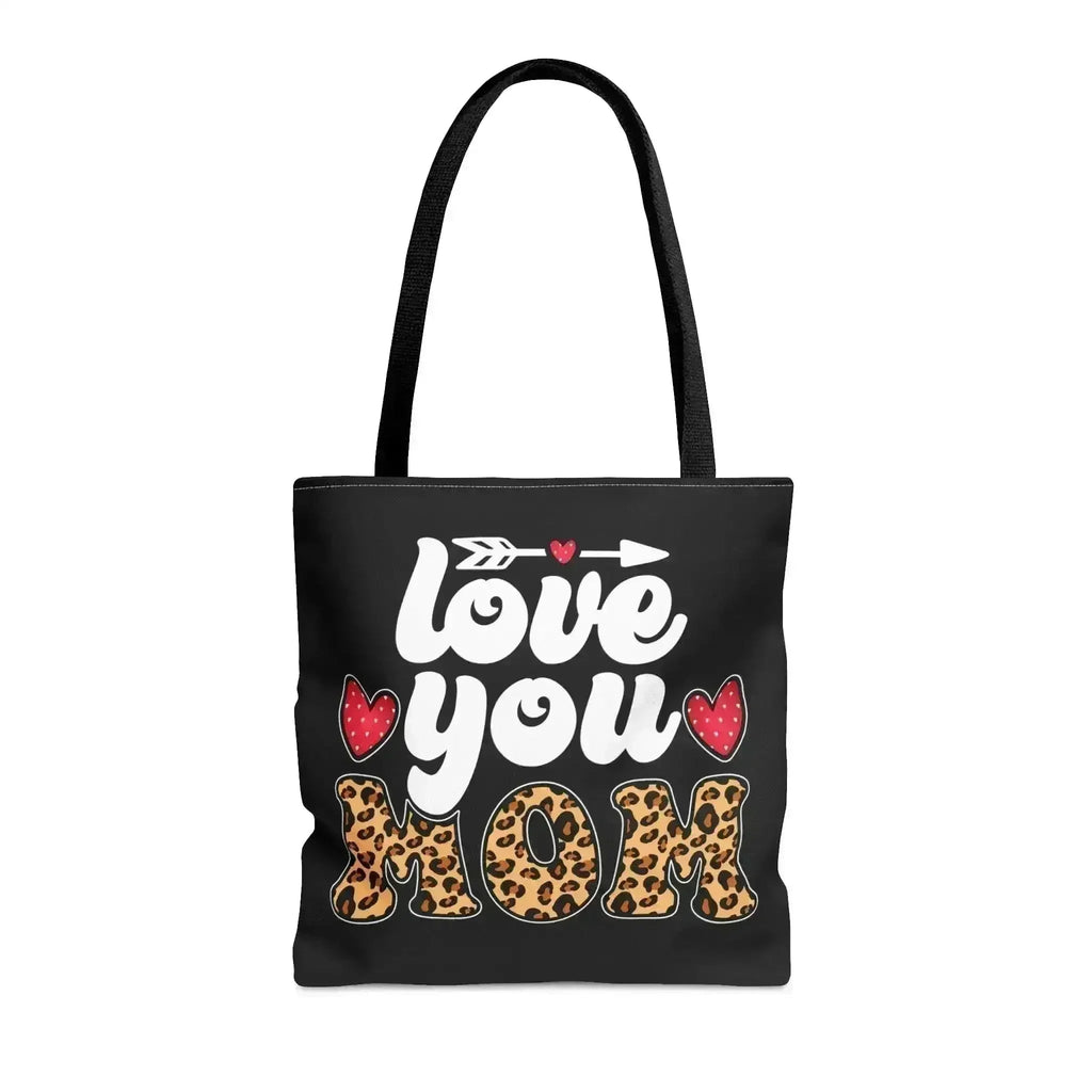 Large Tote Bag Love you Mom Leopard Print