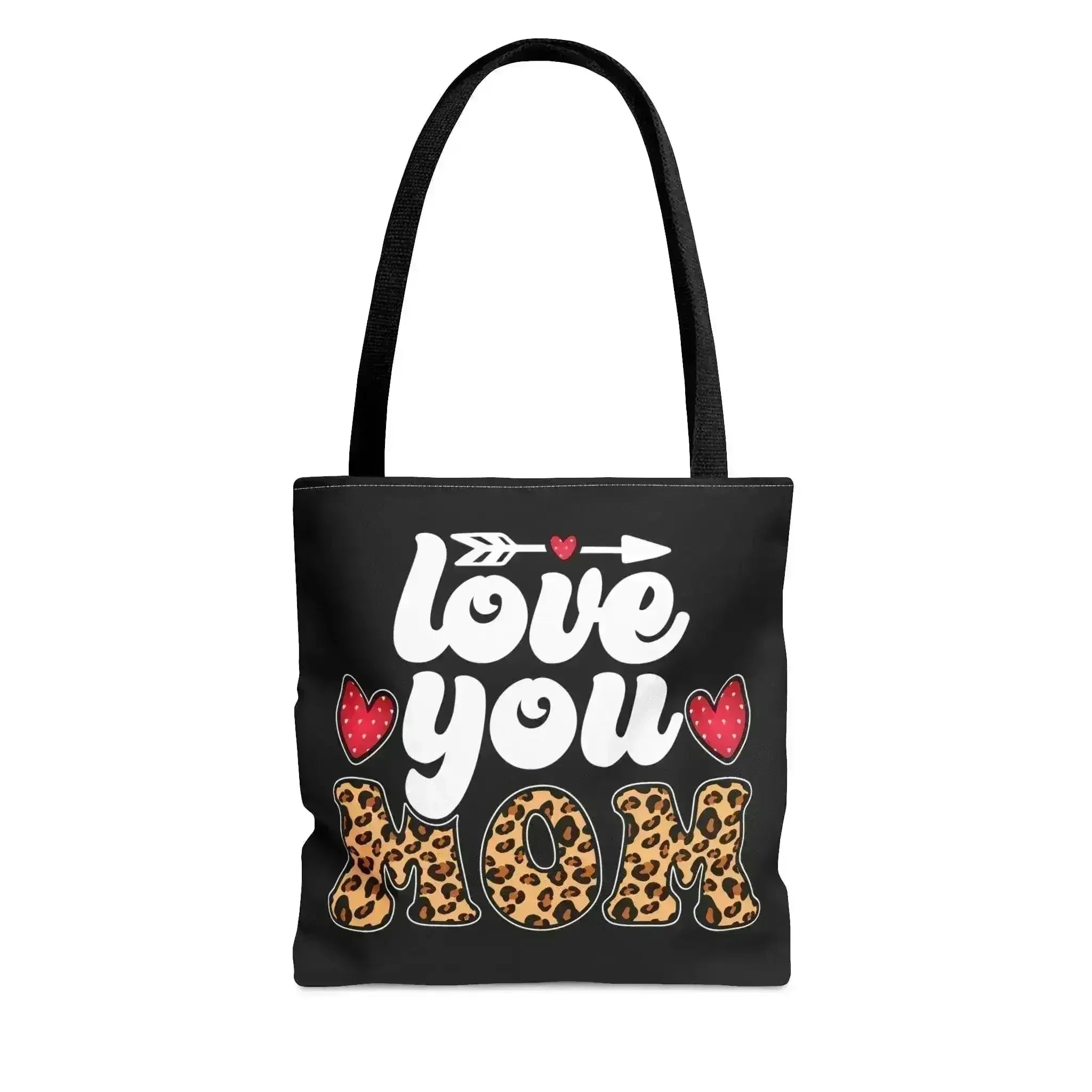 Large Tote Bag Love you Mom Leopard Print