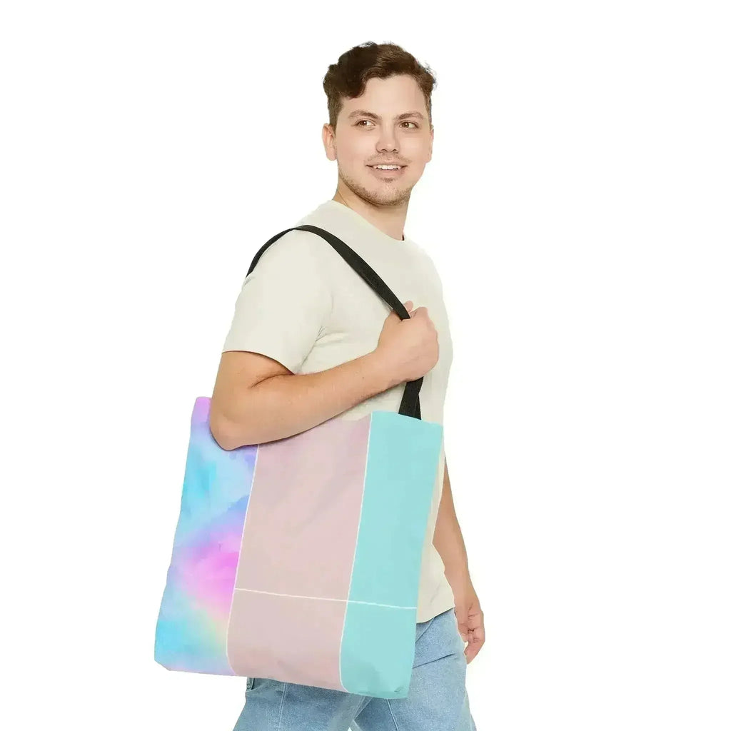 Large Tote Bag Pastel Colorblock Watercolor Illustration