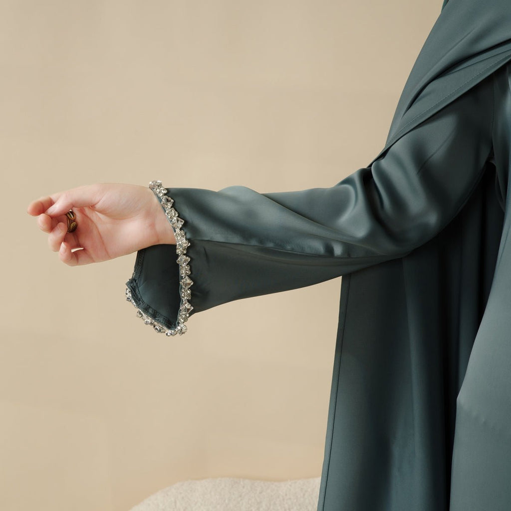 Cape Abaya, Haute Couture Heavy Rhinestone Abaya (MOA067)