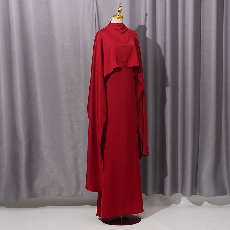Cape Overlay Dress with Detachable Shawl(MS308)