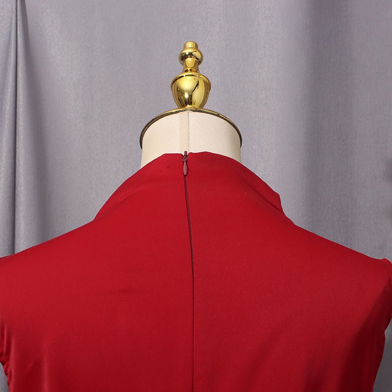 Cape Overlay Dress with Detachable Shawl(MS308)