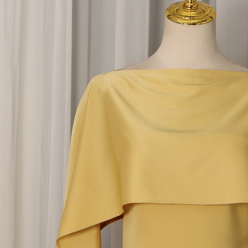 Cape Overlay Dress with Fringe Hem(MS363)