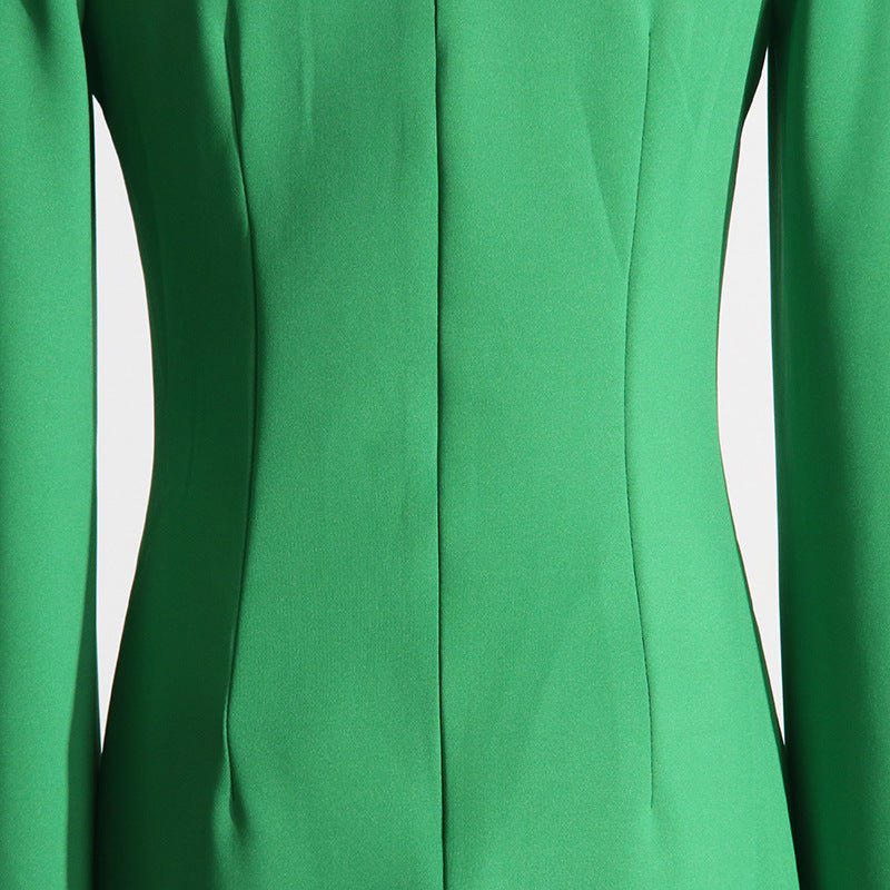 Cape Sleeve Evening Gown | Scalloped Neck Fitted Maxi Dress with Back Slit(MS217)