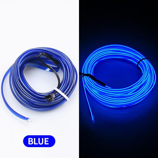 Car LED Neon Cold Light Auto Interior Atmosphere Neon Glowing Strobing Electroluminescent Wire Lights Neon Light USB 5V with Fuse Protection for Automotive Car Interior Decoration Light Refit Decoration Strips Shine Usb Cigar Lighter Driver