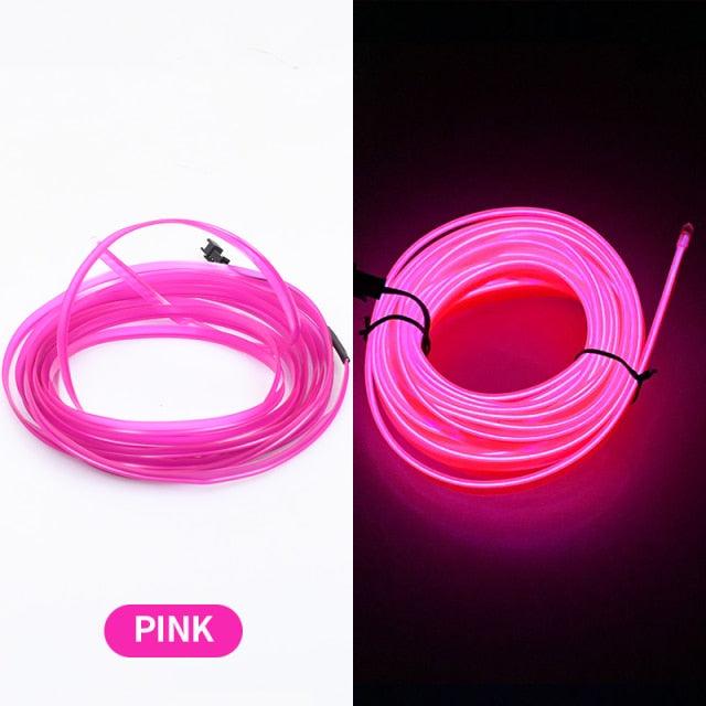 Car LED Neon Cold Light Auto Interior Atmosphere Neon Glowing Strobing Electroluminescent Wire Lights Neon Light USB 5V with Fuse Protection for Automotive Car Interior Decoration Light Refit Decoration Strips Shine Usb Cigar Lighter Driver