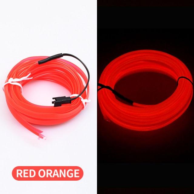 Car LED Neon Cold Light Auto Interior Atmosphere Neon Glowing Strobing Electroluminescent Wire Lights Neon Light USB 5V with Fuse Protection for Automotive Car Interior Decoration Light Refit Decoration Strips Shine Usb Cigar Lighter Driver