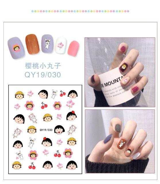 Cartoon Characters Plants Animals Forest Flowers Small Fresh Flowers 3D Nail Stickers Hyuna Style Nail Patch Waterproof Self Adhesive Nail Decals for Nail Art Decoration Including Hearts Stars Letters Bowknot Leaves Flowers Plants Fruits Butterflies