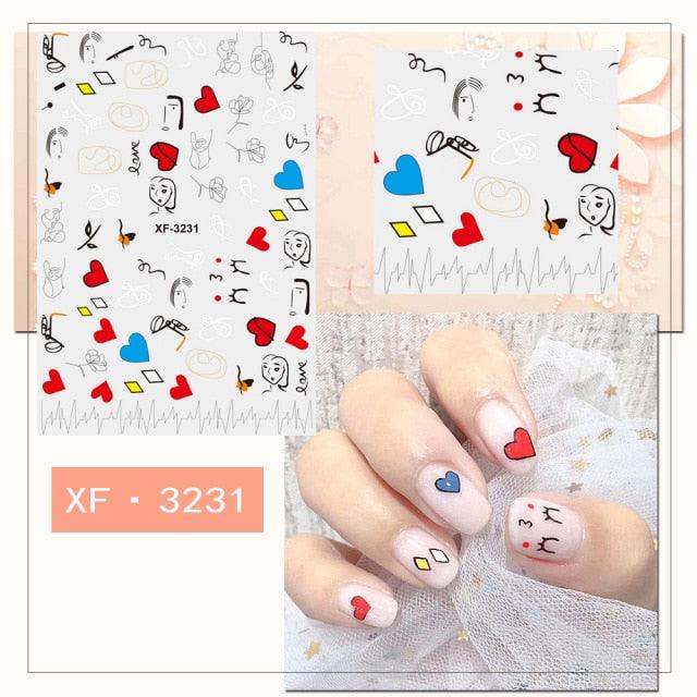 Cartoon Characters Plants Animals Forest Flowers Small Fresh Flowers 3D Nail Stickers Hyuna Style Nail Patch Waterproof Self Adhesive Nail Decals for Nail Art Decoration Including Hearts Stars Letters Bowknot Leaves Flowers Plants Fruits Butterflies