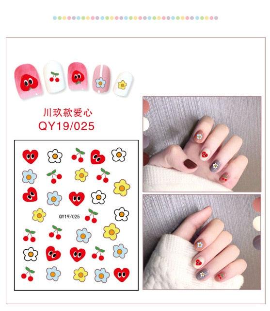 Cartoon Characters Plants Animals Forest Flowers Small Fresh Flowers 3D Nail Stickers Hyuna Style Nail Patch Waterproof Self Adhesive Nail Decals for Nail Art Decoration Including Hearts Stars Letters Bowknot Leaves Flowers Plants Fruits Butterflies