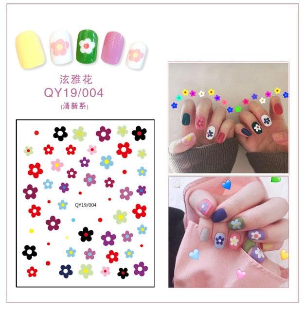 Cartoon Characters Plants Animals Forest Flowers Small Fresh Flowers 3D Nail Stickers Hyuna Style Nail Patch Waterproof Self Adhesive Nail Decals for Nail Art Decoration Including Hearts Stars Letters Bowknot Leaves Flowers Plants Fruits Butterflies