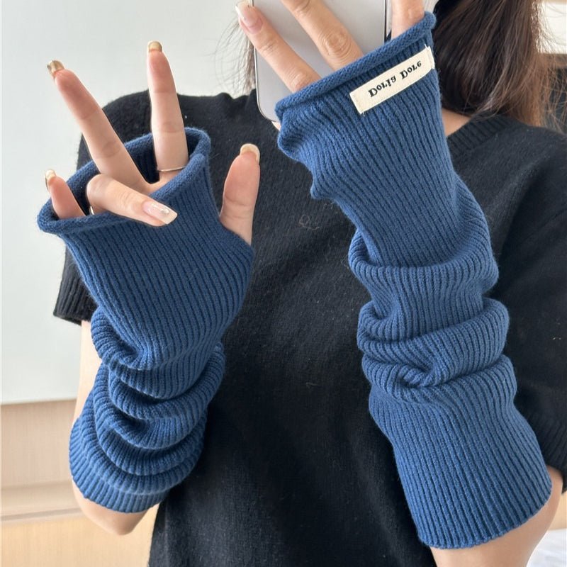‌Cascading Knit Sleeve Covers Cozy Elegance for Layered Style (MAC312)