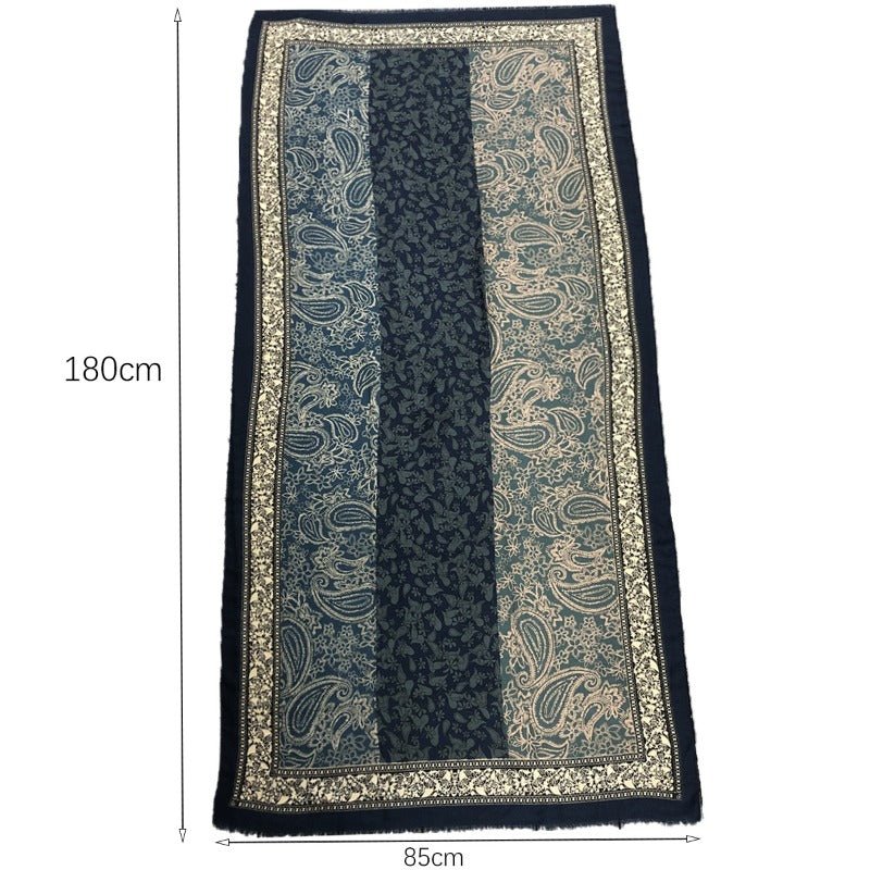 Cashmere-Feel Paisley Print Hijab Scarf | 180x85cm Fringe Edge Shawl with Traditional Motifs(MH150)