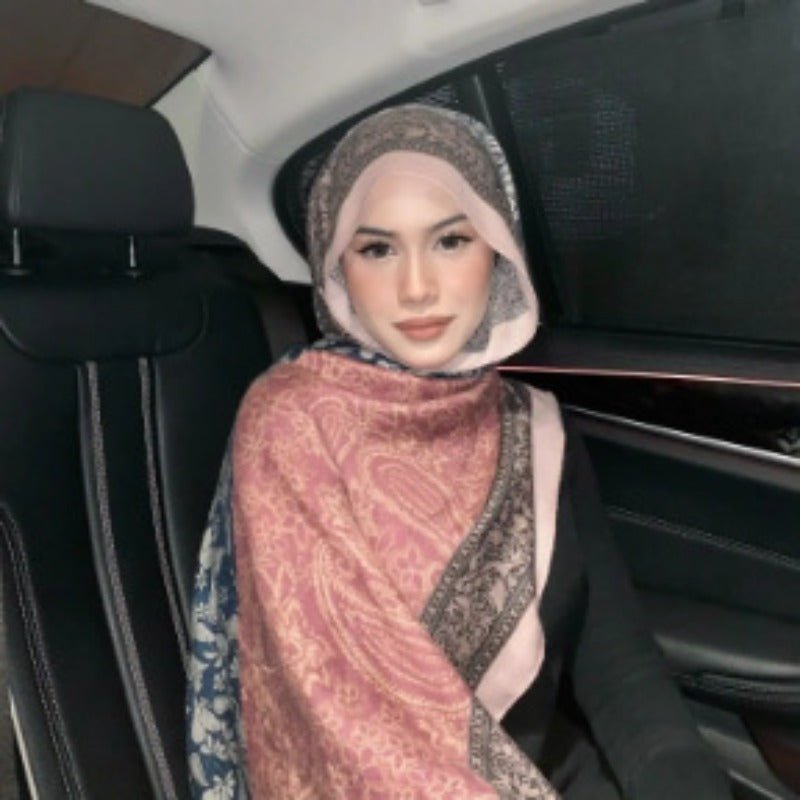 Cashmere-Feel Paisley Print Hijab Scarf | 180x85cm Fringe Edge Shawl with Traditional Motifs(MH150)