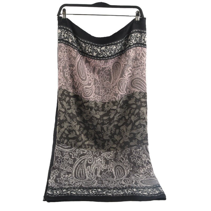 Cashmere-Feel Paisley Print Hijab Scarf | 180x85cm Fringe Edge Shawl with Traditional Motifs(MH150)