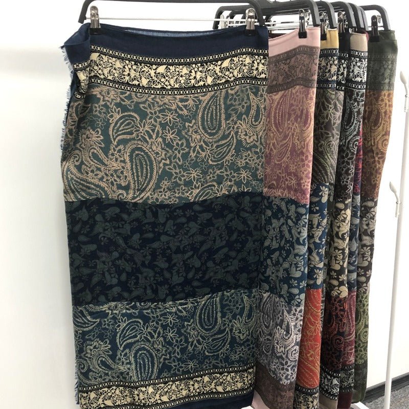 Cashmere-Feel Paisley Print Hijab Scarf | 180x85cm Fringe Edge Shawl with Traditional Motifs(MH150)
