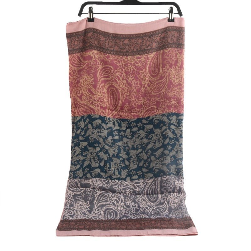 Cashmere-Feel Paisley Print Hijab Scarf | 180x85cm Fringe Edge Shawl with Traditional Motifs(MH150)