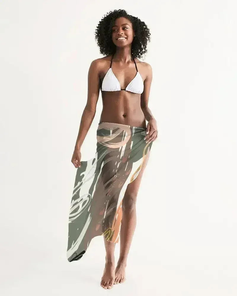 Sheer Circular Multicolor Green Swimsuit Cover Up