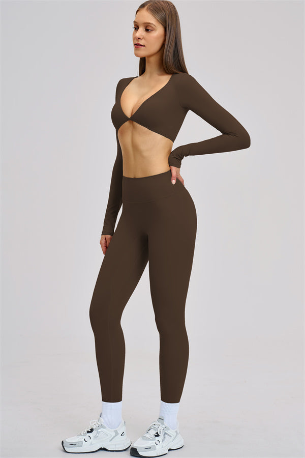 The Zestful Long Sleeve Crop Top Leggings 2-Piece Set