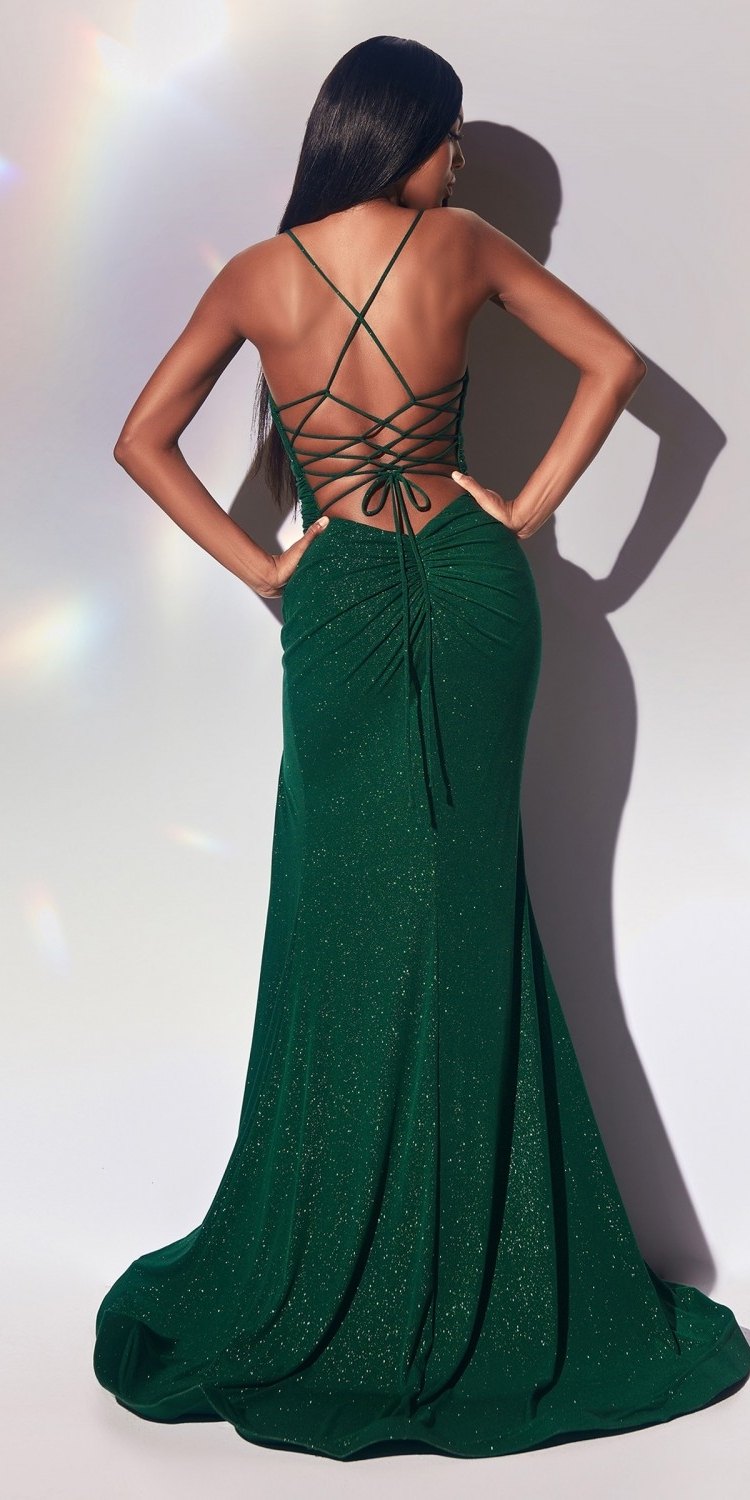 Cinderella Divine CC2162 Floor Length Formal Sparkly Stretch Fit Lace Up Gown