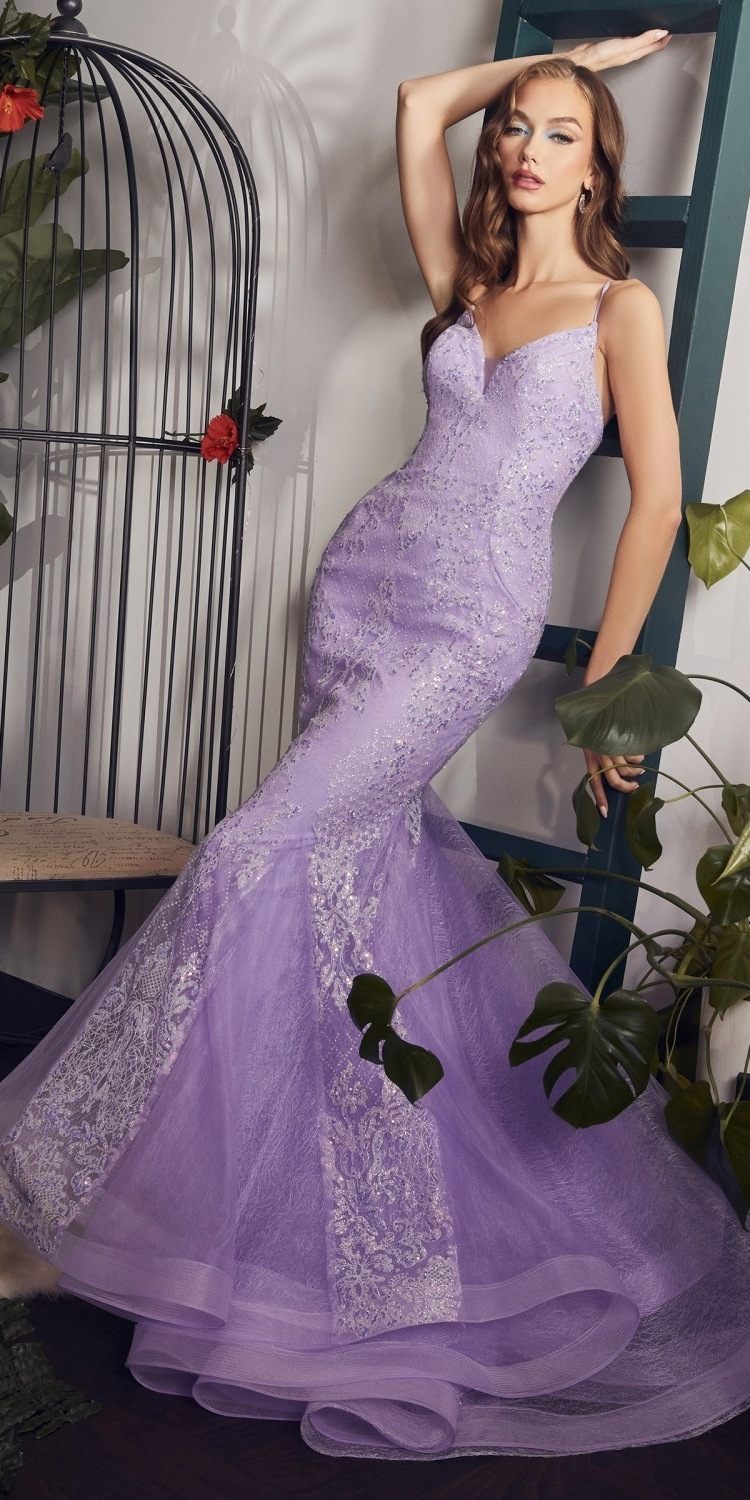 Cinderella Divine CC2279 Long Glitter Printed Mermaid Gown