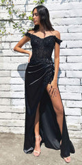 Cinderella Divine CD0186 Long Floral Off the Shoulder Gown with Slit