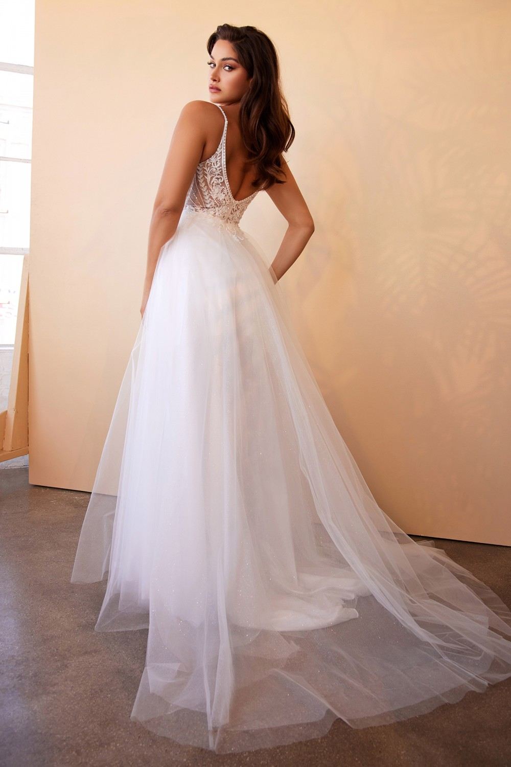 Cinderella Divine CD0195W Layered Tulle A-Line Bridal Gown