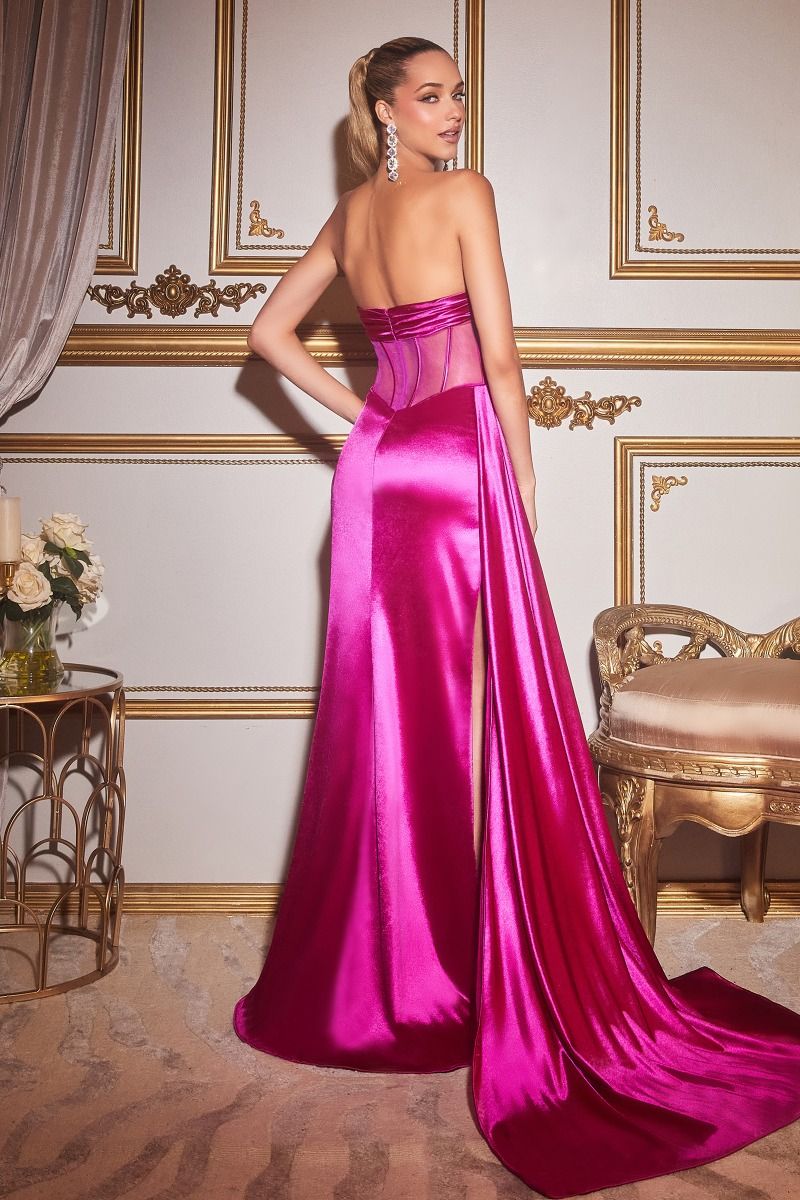 Cinderella Divine CD269 Floor Length Strapless Satin Corset Gown