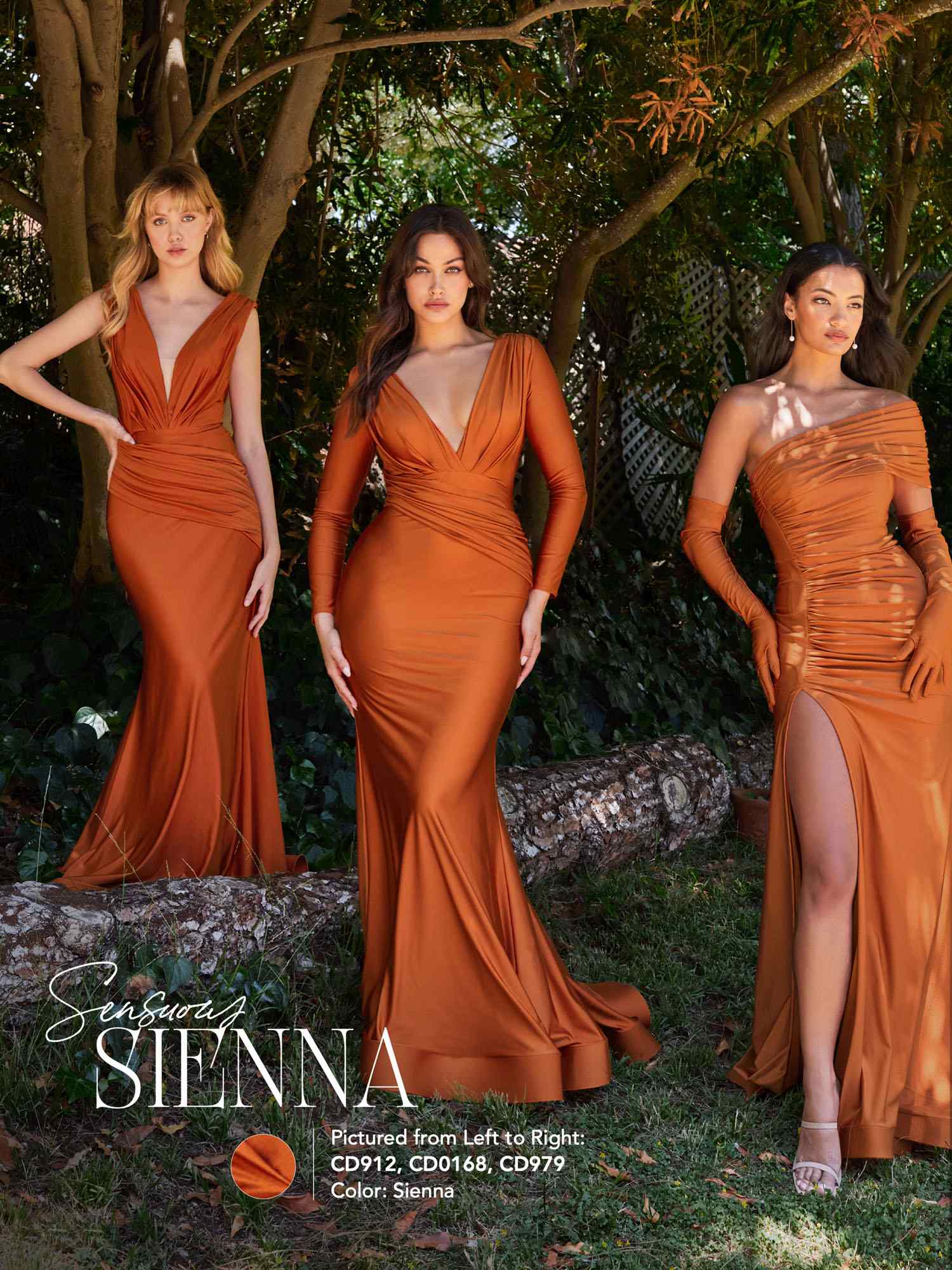 Cinderella Divine CD912 Fitted Jersey Gown Ruched Waistline Pleated Deep V-Neckline