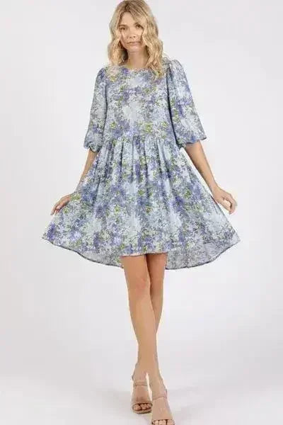 Floral Linen Babydoll Mini Dress - Breathable & Romantic | Femstylo