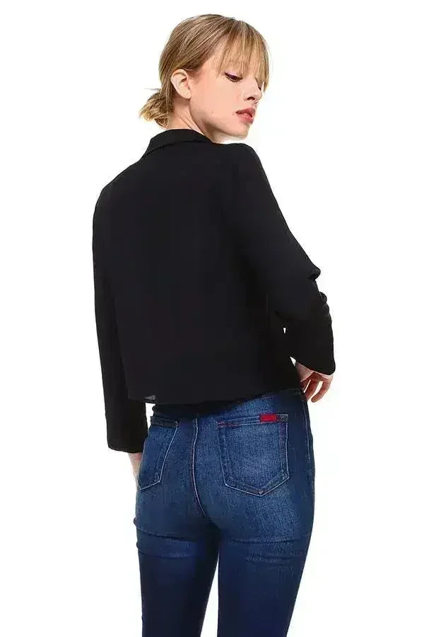 Solid Button Down Tie Front Blouse | Femstylo