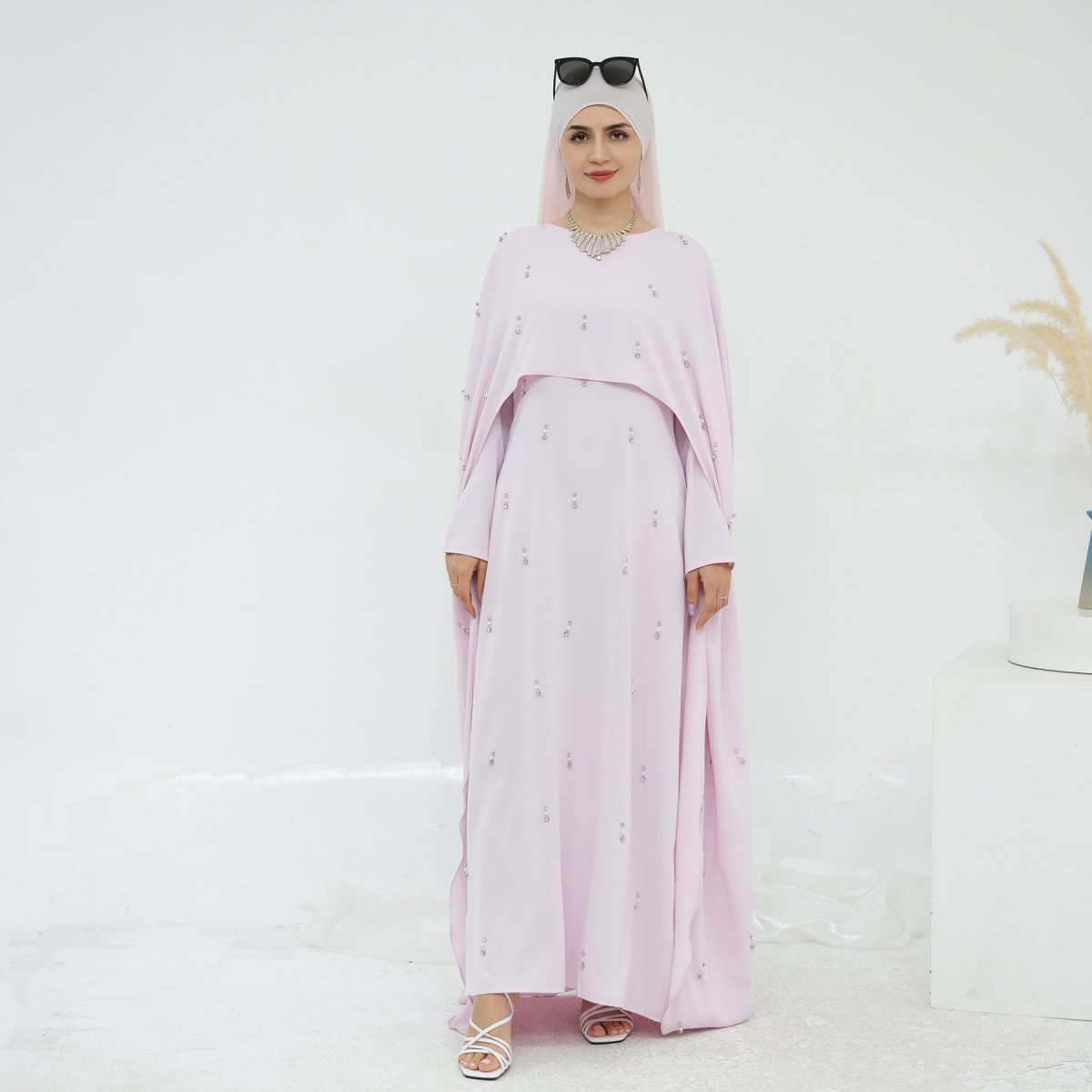 Celestial Beaded Luxury Muslim Abaya Set | Modest Dresses with Beading Detailing (MA266)