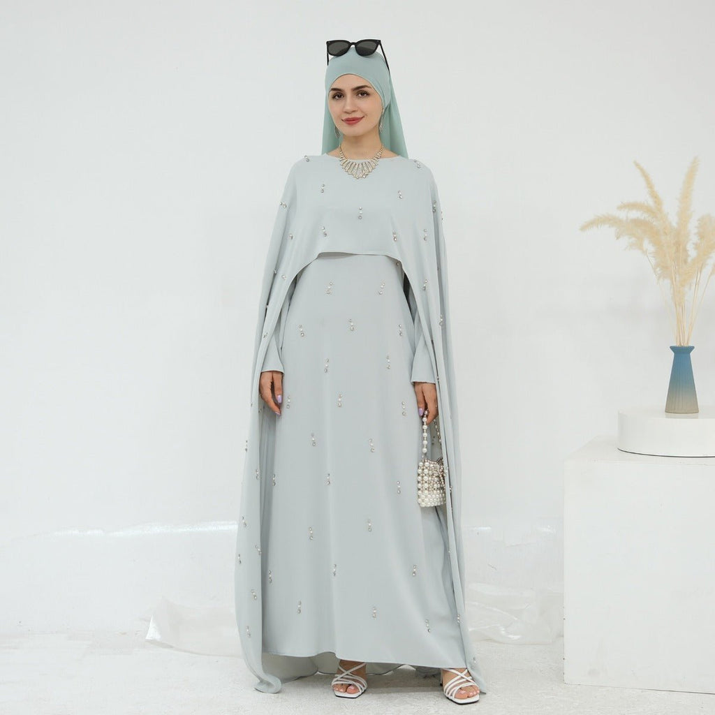 Celestial Beaded Luxury Muslim Abaya Set | Modest Dresses with Beading Detailing (MA266)