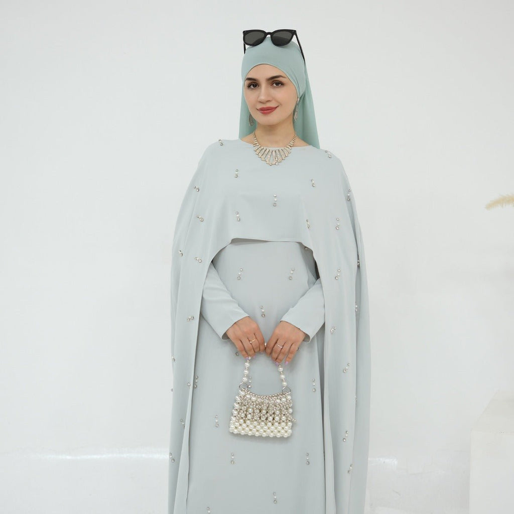 Celestial Beaded Luxury Muslim Abaya Set | Modest Dresses with Beading Detailing (MA266)