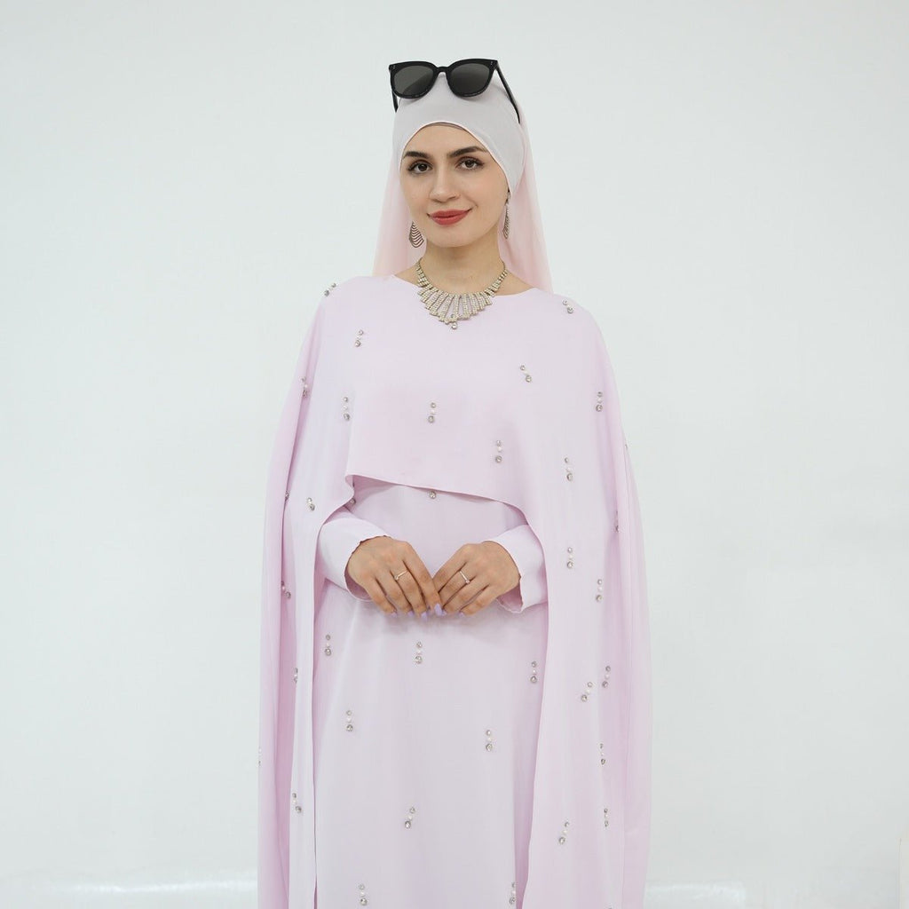 Celestial Beaded Luxury Muslim Abaya Set | Modest Dresses with Beading Detailing (MA266)