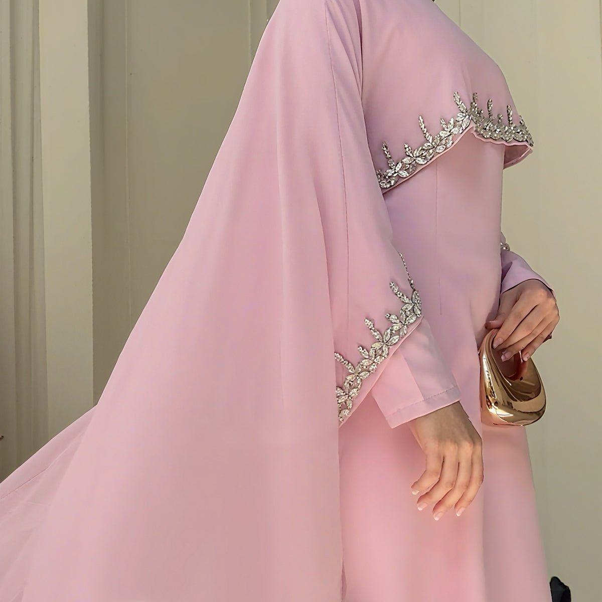 Celestial Rhinestone Cape Abaya | Luxury 2-Piece Set (MA251)