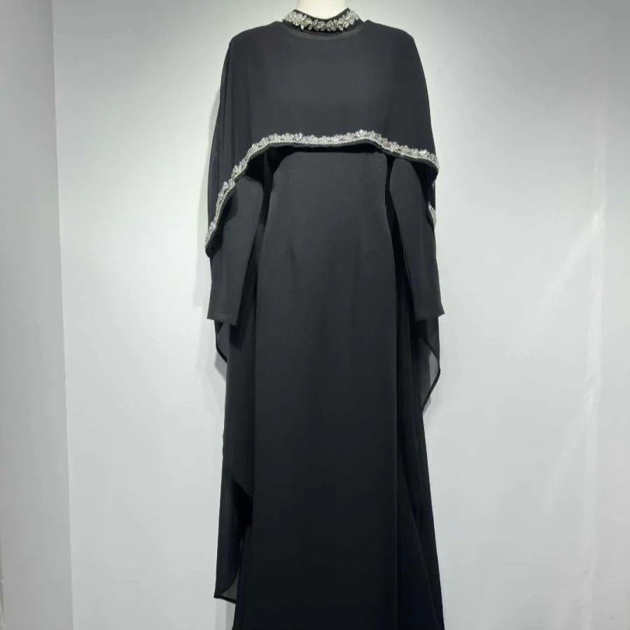 Celestial Rhinestone Cape Abaya | Luxury 2-Piece Set(MA344)